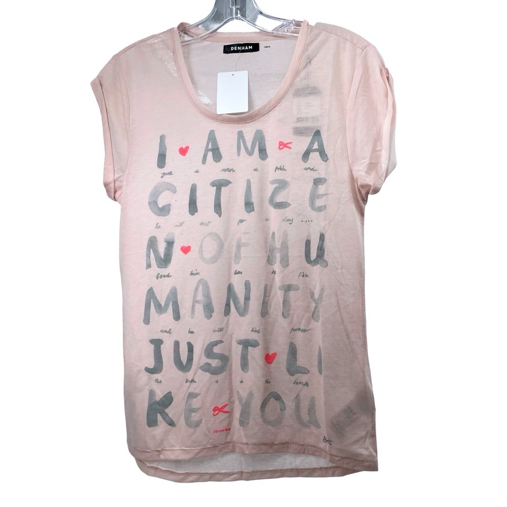 Denham Women's T-Shirt Citizen Graphic Blush Pink Polyester XS